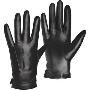 Harssidanzar Men's Sheepskin Leather Gloves, Cashmere Lined & Touch Screen SM052